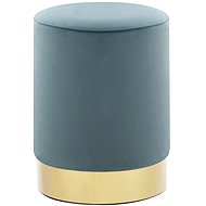 Stool light blue and gold velvet - Stool