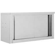 Wall mounted kitchen cabinet with sliding doors 90x40x50 cm stainless steel - Wardrobe