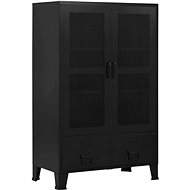 Office Cabinet with Industrial Mesh Doors, Black 75x40x120 - Office Drawer