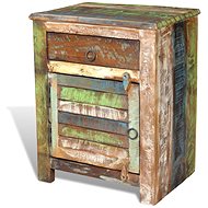 End Table with 1 Drawer and Door, Recycled Wood - Cabinet