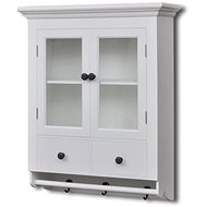 Wooden Kitchen Wall Cabinet with Glass Door, White - Cabinet