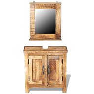 Cabinet under the Sink and Mirror Solid Mangrove Wood - Bathroom Cabinet