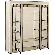Wardrobe with compartments and rods cream 150x45x176 cm textile - Wardrobe