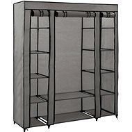 Wardrobe with compartments and rods grey 150x45x176 cm textile - Wardrobe