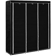 Wardrobe with compartments and rods black 150x45x175 cm textile - Wardrobe