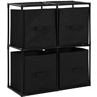 Storage cabinet with 4 textile baskets black 63x30x71 cm steel - Cabinet