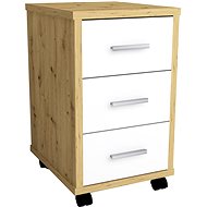 FMD Mobile cabinet with drawers oak artisan bright white - Cabinet