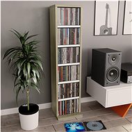 CD cabinet white and sonoma oak 21 × 20 × 88 cm chipboard - Cabinet