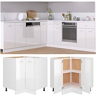Lower corner cabinet white with gloss 75,5x75,5x80,5 chipboard - Cupboard