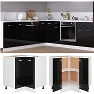 Lower corner cabinet black with gloss 75,5x75,5x80,5 chipboard - Cupboard