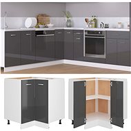 Lower corner cabinet grey with gloss 75,5x75,5x80,5 chipboard - Cupboard