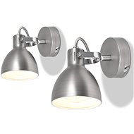 Wall Light, 2 pcs, for 2 Bulbs E14, Grey - Wall Lamp