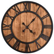 Vintage, nástenné hodiny so strojčekom Quartz, drevo a kov, 60 cm XXL - Nástenné hodiny