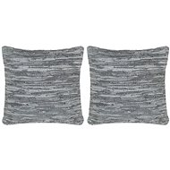 Pillows 2 pcs chindi grey 45 × 45 cm leather and cotton - Pillow