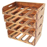 16 Wine Bottle Rack, 4 Shelves, Solid Recycled Wood - Wine Stand
