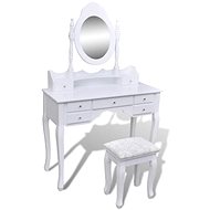 Dressing table with mirror, stool and 7 drawers white - Dressing Table