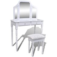Dressing table with mirror 3 in 1, stool and 2 drawers white - Dressing Table