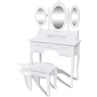 Dressing table with stool and 3 mirrors white - Dressing Table