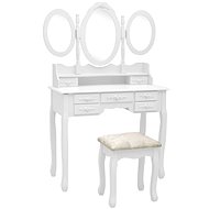 Dressing table with stool and 3-piece folding mirror white - Dressing Table