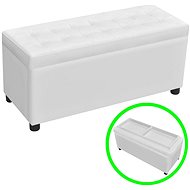 Stool with storage space, faux leather, white - Ottoman
