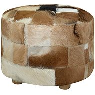 Stool, genuine leather, round, 50x50x45 cm - Ottoman