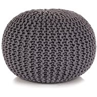 Hand-knitted cotton stool 50 × 35 cm grey - Ottoman