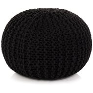 Hand knitted cotton stool 50 × 35 cm black - Ottoman
