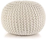 Hand knitted cotton stool 50 × 35 cm white - Ottoman