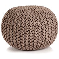 Hand-knitted cotton stool 50 × 35 cm brown - Ottoman