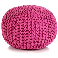 Hand knitted cotton stool 50 × 35 cm pink - Ottoman