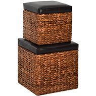 Set of seagrass stools 2 pieces brown - Ottoman