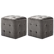 Stools 2 pcs grey 30 × 30 × 30 cm velvet fabric - Ottoman