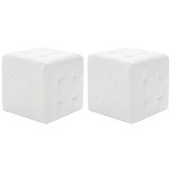 Stools 2 pcs white 30 × 30 × 30 faux leather - Ottoman