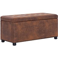 Taburette with storage 87,5 cm brown faux brushed leather - Ottoman