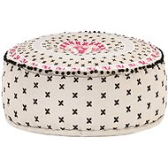 Round stool with embroidery cotton 60 × 25 cm colourful - Ottoman