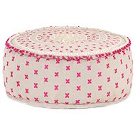 Round stool with embroidery cotton 60 × 25 cm colourful - Ottoman