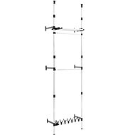 Telescopic wardrobe storage system with bars and shelf aluminium - Clothes Hanger