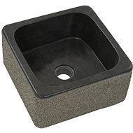 Washbasin 30 × 30 × 15 cm river stone black - Washbasin