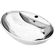Washbasin with overflow 58,5 × 39 × 21 cm ceramic silver - Washbasin
