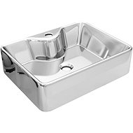 Washbasin with hole for faucet 48x37x13,5 cm ceramic silver - Washbasin