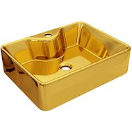 Washbasin with hole for faucet gold 48 × 37 × 13,5 cm ceramic - Washbasin