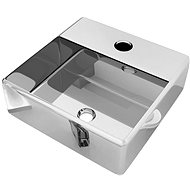 Washbasin with hole for faucet 38x30x11,5 cm ceramic silver - Washbasin