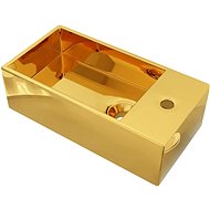 Washbasin with overflow gold 49 × 25 × 15 cm ceramic - Washbasin