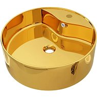 Washbasin with overflow gold 46,5 × 15,5 cm ceramic - Washbasin