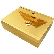 Washbasin with overflow 60 × 46 × 16 cm ceramic gold - Washbasin