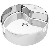 Washbasin with overflow 46,5 × 15,5 cm ceramic silver - Washbasin