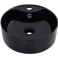 Washbasin with overflow black 36 × 13 cm ceramic - Washbasin