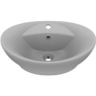 Luxury washbasin overflow oval matt light grey 58,5 × 39 cm - Washbasin