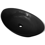 Black luxury ceramic oval washbasin with overflow - 59 × 38,5 cm - Washbasin