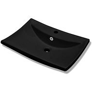 Black luxury ceramic rectangular washbasin with overflow and tap hole - Washbasin